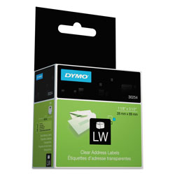 Dymo LabelWriter Address Labels, 1.12 in x 3.5 in, Clear, 130 Labels/Roll