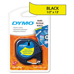 Dymo LetraTag Plastic Label Tape Cassette, 0.5 in x 13 ft, Yellow