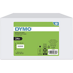 Dymo Multipurpose White Medium Labels - 1 in x 1/2 in, Rectangle - Thermal - White - 1000 / Roll - 24 / Box - Jam Resistant, Self-adhesive, Hassle-free