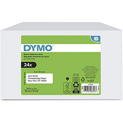 Dymo Return Address Multipurpose Labels - 3/4 in x 2 in, White - 500 / Roll - 24 / Box - Self-adhesive