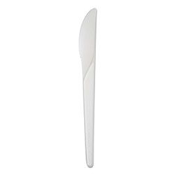 Eco-Products Plantware Compostable Cutlery, Knife, 6 in, White, 1,000/Carton