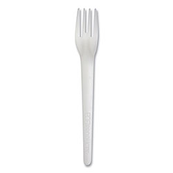 Eco-Products Plantware Compostable Cutlery, Fork, 6 in, White, 1,000/Carton