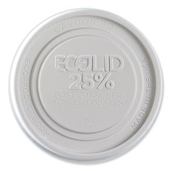 Eco-Products Evolution World EcoLid 25% Recycled Food Container Lid, Fits 12 to 32 oz Containers, White, Plastic, 500/Carton