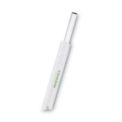 Eco-Products Jumbo Wrapped Paper Straw, 7.75 in, 6 mm Diameter, White, 3,000/Carton