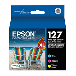 Epson T127520S (127) DURABrite Ultra Extra High-Yield Ink, Cyan/Magenta/Yellow, 3/PK