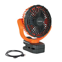 Ergodyne Chill-Its 6090 Rechargeable Portable Jobsite Fan, 9.5, Orange/Black