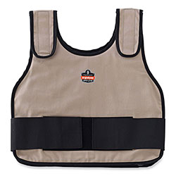 Ergodyne Chill-Its 6230 Standard Phase Change Cooling Vest with Packs, Cotton, Small/Medium, Khaki