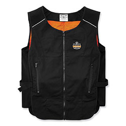 Ergodyne Chill-Its 6260 Lightweight Phase Change Cooling Vest w/ Packs, Cotton/Polyester, Large/XL, Black
