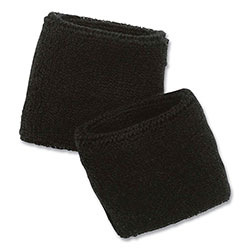 Ergodyne Chill-Its 6500 Wrist Terry Cloth Sweatband, Cotton Terry, One Size Fits Most, Black