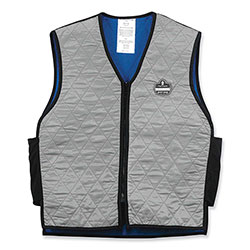 Ergodyne Chill-Its 6665 Embedded Polymer Cooling Vest with Zipper, Nylon/Polymer, Medium, Gray