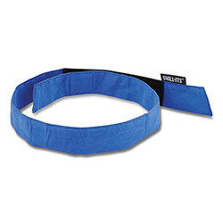 Ergodyne Chill-Its 6705 Cooling Embedded Polymers Hook and Loop Bandana Headband, One Size, Solid Blue