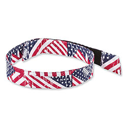 Ergodyne Chill-Its 6705 Cooling Embedded Polymers Hook/Loop Bandana Headband, One Size, Stars and Stripes
