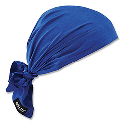 Ergodyne Chill-Its 6710 Cooling Embedded Polymers Tie Bandana Triangle Hat, One Size Fits Most, Solid Blue