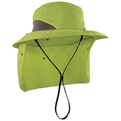 Ergodyne Chill-Its 8934 Ranger Hat with Neck Shade, Microfiber/Polyester, Small/Medium, Lime