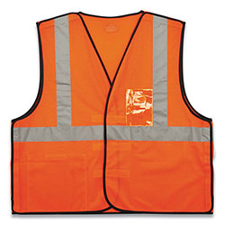 Ergodyne GloWear 8216BA Class 2 Breakaway Mesh ID Holder Vest, Polyester, Large/X-Large, Orange