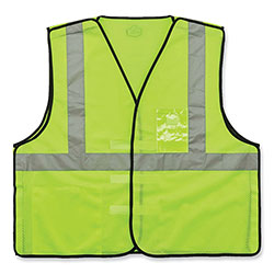 Ergodyne GloWear 8216BA Class 2 Breakaway Mesh ID Holder Vest, Polyester, Small/Medium, Lime