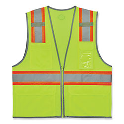 Ergodyne GloWear 8246Z-S Single Size Class 2 Two-Tone Mesh Vest, Polyester, Medium, Lime