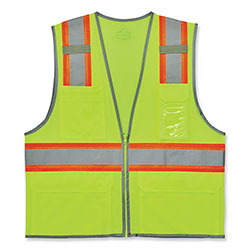 Ergodyne GloWear 8246Z-S Single Size Class 2 Two-Tone Mesh Vest, Polyester, X-Large, Lime