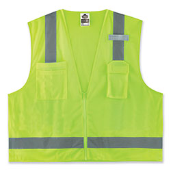 Ergodyne GloWear 8249Z-S Single Size Class 2 Economy Surveyors Zipper Vest, Polyester, 5X-Large, Lime