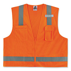 Ergodyne GloWear 8249Z-S Single Size Class 2 Economy Surveyors Zipper Vest, Polyester, Medium, Orange