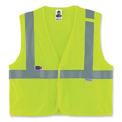 Ergodyne GloWear 8260FRHL Class 2 FR Safety Hook and Loop Vest, Modacrylic/Kevlar, Small/Medium, Lime