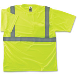 Ergodyne GloWear® 8289 Type R Class 2 Hi-Vis Short-Sleeved T-Shirt, Polyester Birdseye Knit, Lime, Medium
