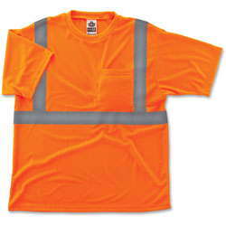 Ergodyne GloWear® 8289 Type R Class 2 Hi-Vis Short-Sleeved T-Shirt, Polyester Birdseye Knit, Orange, Medium