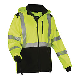Ergodyne GloWear 8353 Class 3 Hi-Vis Softshell Water-Resistant Jacket, Small, Lime