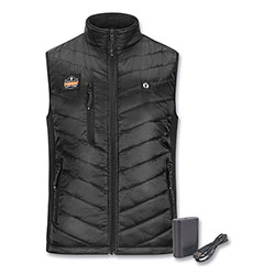 Ergodyne N-Ferno 6495 Rechargeable Heated Vest with Batter Power Bank, Fleece/Polyester, Small, Black