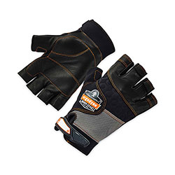 Ergodyne ProFlex 901 Half-Finger Leather Impact Gloves, Black, 2X-Large, Pair