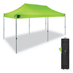 Ergodyne Shax 6015 Heavy-Duty Pop-Up Tent, Single Skin, 10 ft x 20 ft, Polyester/Steel, Lime