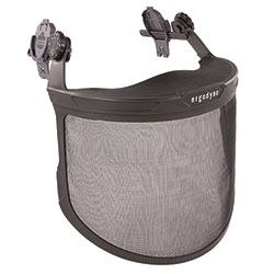 Ergodyne Skullerz 8989 Mesh Face Shield with Adapter for Hard Hat and Safety Helmet, Gray