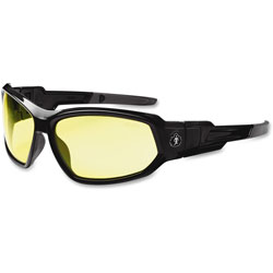 Ergodyne Skullerz Loki Safety Glasses/Goggles, Black Nylon Impact Frame, Yellow Polycarbonate Lens