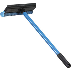 Ettore Products Auto Squeegee Scrubber, 8 in Nylon Blade, 16 in Handle, Durable, Streak-free, Lightweight, Blue