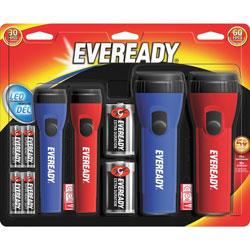 Eveready LED Flashlight Combo Pack, Bulb, D, Red, Blue