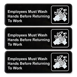 Excello Global Products® Indoor/Outdoor Restroom with Braille Text, 6 in x 9 in, Black Face, White Graphics, 3/Pack