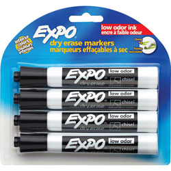 Expo® Dry-Erase marker, Chisel Tip, 4/PK, Black