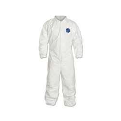 Extensis Tyvek® 400 Coverall, Serged Seams, Collar, Elastic Waist, Elastic Wrists and Ankles, Zipper Front, Storm Flap, White, 3XL