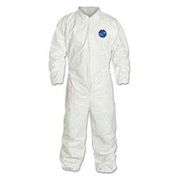 Extensis Tyvek® 400 Coverall, Serged Seams, Collar, Elastic Waist, Elastic Wrists and Ankles, Zipper Front, Storm Flap, White, Medium