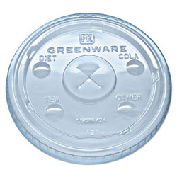 Fabri-Kal Greenware Cold Drink Lids, Fits 16 oz, 18 oz, 24 oz Cups, X-Slot, Clear, 1,000/Carton