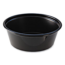 Fabri-Kal Portion Cups, 1.5 oz, Squat, Black, 250/Sleeve, 10 Sleeves/Carton