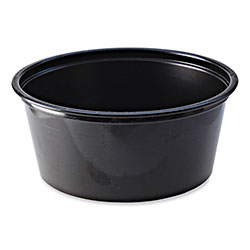 Fabri-Kal Portion Cups, 3.25 oz, Black, 125/Sleeve, 20 Sleeves/Carton