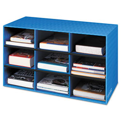 Fellowes Classroom Literature Sorter, 9 Compartments, 28.25 x 13 x 16, Blue