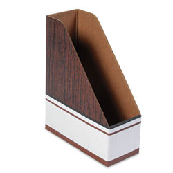 Fellowes Corrugated Cardboard Magazine File, 4 x 9 x 11.5, Wood Grain, 12/Carton