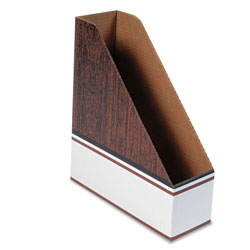 Fellowes Corrugated Cardboard Magazine File, 4 x 11 x 12.25, Wood Grain, 12/Carton