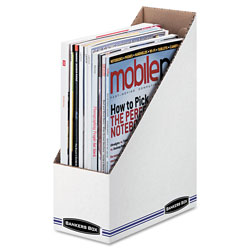 Fellowes Stor/File Corrugated Magazine File, 4 x 9.25 x 11.75, White, 12/Carton
