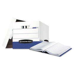 Fellowes DATA-PAK Storage Boxes, Letter Files, 13.75 in x 17.75 in x 13 in, White/Blue, 12/Carton