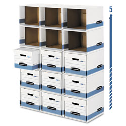 Fellowes File/Cube Box Shell, Legal/Letter, 23.75 x 19.75, White/Blue, 6/Carton