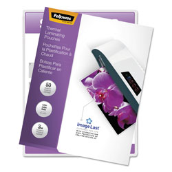 Fellowes ImageLast Laminating Pouches with UV Protection, 3 mil, 9 in x 11.5 in, Clear, 50/Pack