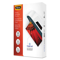 Fellowes ImageLast Laminating Pouches with UV Protection, 5 mil, 9 in x 11.5 in, Clear, 200/Pack